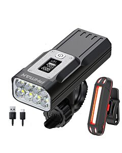 8*XPE Front Bicycle Light, 2000 Lumens 10000mAh Waterproof Aluminum Mountain Bike Flashlight, USB Rechargeable Taillight